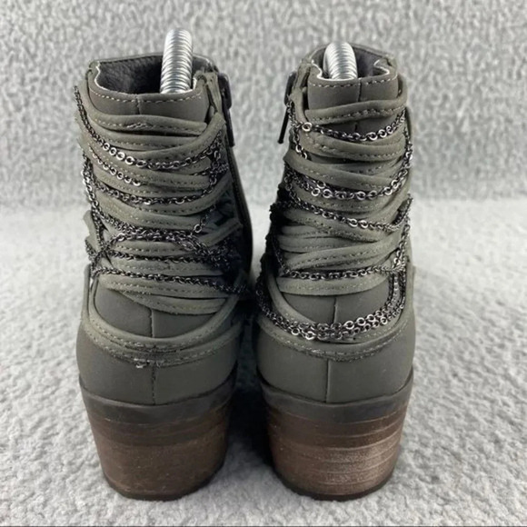 STEVE Madden Chily Ankle Booties Womens Size 6.5 M Boots Green Zip Closure Chain - Picture 5 of 12